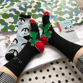 Calcetines largos creativos con dibujos de dinosaurios y perros