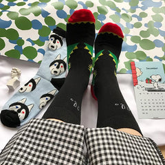 Calcetines largos creativos con dibujos de dinosaurios y perros