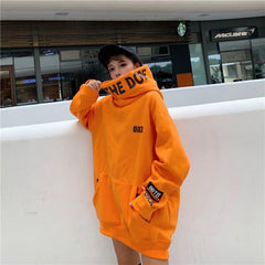Sudadera con capucha extragrande en naranja y negro con estampado de letras Dope