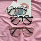 Gafas de estilo coreano transparentes con doble montura metálica