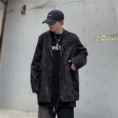 Chaqueta blazer extragrande con estampado de dragón chino