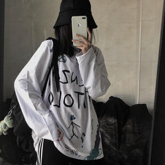 Camiseta de manga larga extragrande con estampado grunge de Tumblr