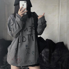 Camiseta de manga larga extragrande con estampado grunge de Tumblr