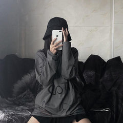 Camiseta de manga larga extragrande con estampado grunge de Tumblr