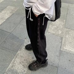 Pantalones deportivos informales de gran tamaño con bordado lateral de la letra E de Girl