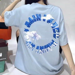 Camiseta extragrande con estampado de letras de lluvia estética Egirl