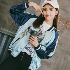 Chaqueta bomber con cremallera y satén bordado de Okinawa, Japón