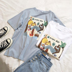 Camiseta extragrande con estampado de pintura abstracta Every Day