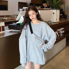 Sudadera informal holgada de manga extra larga