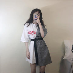 Camiseta Egirl extragrande con media costura y lateral de chaqueta