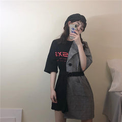 Camiseta Egirl extragrande con media costura y lateral de chaqueta