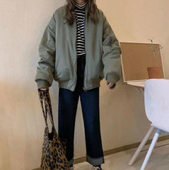 Chaqueta bomber extragrande con capucha de doble cara de piel sintética