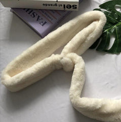 Cinturón largo de piel sintética de cordero con estampado de leopardo