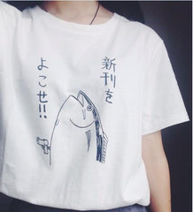 Camiseta holgada de manga corta con estampado de peces