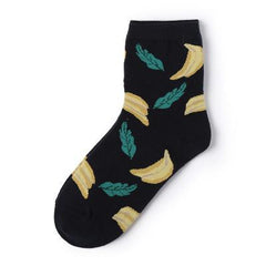 Calcetines con estampado de hojas de plátano y bordado de flamencos
