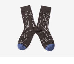 Calcetines con estampado de flores y pájaros