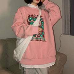 Sudadera extragrande con estampado de cuadros y flores