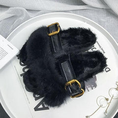 Sandalen mit offener Zehenpartie und flauschiger Innensohle aus Kunstfell