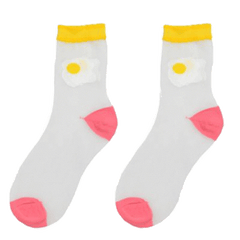 Calcetines transparentes con bordado de comida