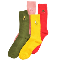 Calcetines de algodón con bordados de frutas
