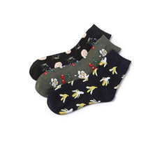 Calcetines bordados con frutas, piña, plátano y aguacate