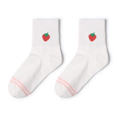 Calcetines bordados con frutas, fresa, melocotón, piña y plátano