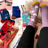 Calcetines largos de algodón con estampado de dibujos animados divertidos