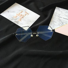 Gafas coreanas transparentes con montura metálica geométrica