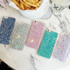 Funda de plástico para iPhone con purpurina de colores