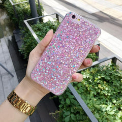 Funda de plástico para iPhone con purpurina de colores