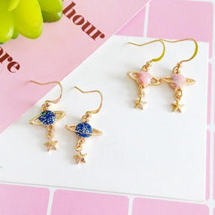 Glitter Starurn Planets Metallic Kawaii Earrings