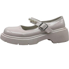 Glossy Creamy White Black Vintage Pearl Beads Sandals