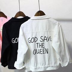 Chaqueta vaquera de Dios salve a la reina