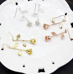 Gold Pink Silver Thin Elegant Rose Flower Necklace