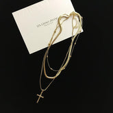 Golden Metallic Chains Cross Necklace