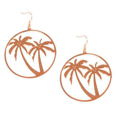 Golden Round Metallic Chill Palm Trees Earring