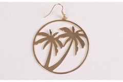 Golden Round Metallic Chill Palm Trees Earring