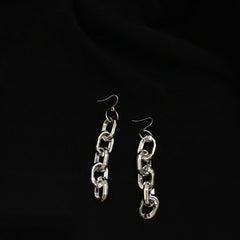 Golden Silver Huge Metallic Chain Ear Clips Earrings