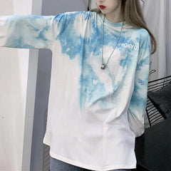 Camiseta oversize de manga larga con efecto tie-dye degradado