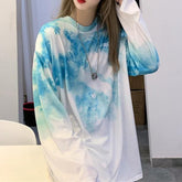 Gradient Tie Dye Long Sleeve Oversized T-Shirt