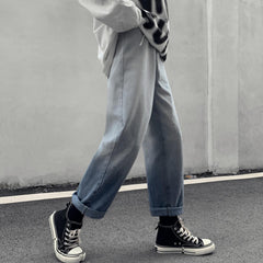 Gradient Washed High Waist Straight Jeans