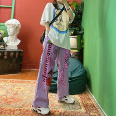 Street Fashion Hose mit weitem Bein und Graffiti-Print