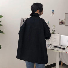 Gray Black Oversize Turtle Neck Sweatshirt