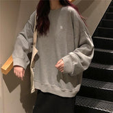 Gray Black Percent Embroidery Oversized Thin Sweatshirt