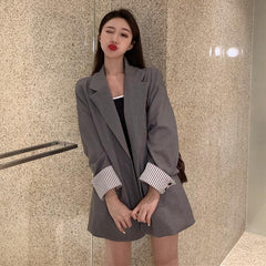Gray Black Retro Oversized Long Jacket