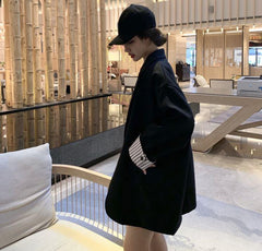 Gray Black Retro Oversized Long Jacket