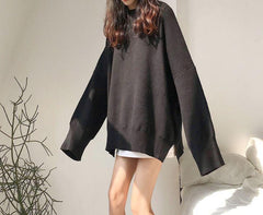 Suéter básico de punto extragrande gris, verde y negro