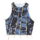 Gray Grunge Aesthetic Ribbed Stitches Slim Crop Top