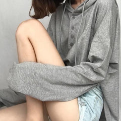 Grau Rosa Weiß Leicht Sommer Kurz Baumwolle Langarm Hoodie