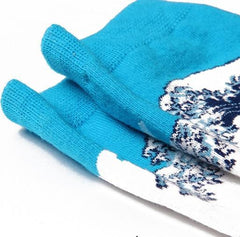 Great Kanagawa Wave Art Print Cotton Knit Socks